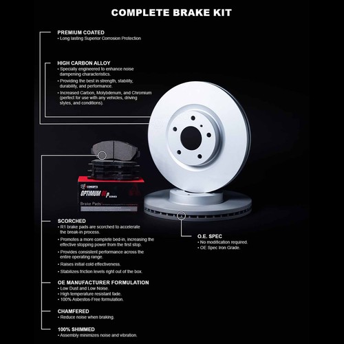 R1 Concepts Wduh2 59041 R1 Brake Rotors Carbon Coated W Optimum Oe Pads - Picture 5 of 8