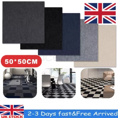 HFICY 4-20pcs Carpet Tiles 50x50cm Carpet Floor Tiles Non-Slip Flooring Rugs for Home