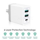 High Security 3 Port Pd Usb Qc 3.0 Charger for Motorola Moto Z2 Play Xt1710 Usa