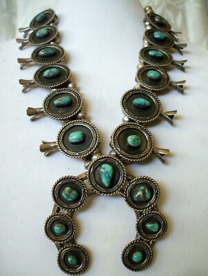 OLD Vintage Sterling Silver NATURAL TURQUOISE Squash