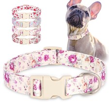 Fashion Floral Nylon Dog Collar Quick Fit Adjustable for Small Medium Large Dogs