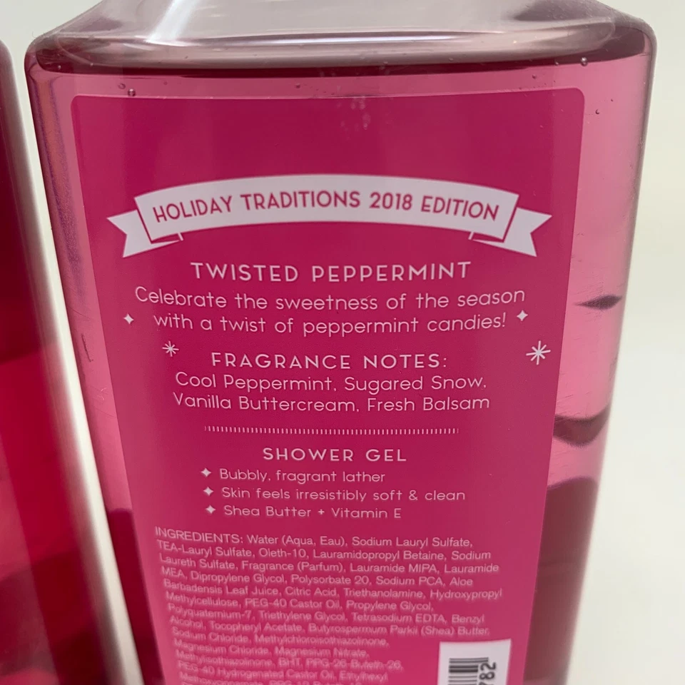 NEW Lot 2 x Bath & Body Works Twisted Peppermint Shower Gel Shea Vitamin E 10 oz - Image 3 of 3