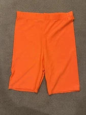 Mens Vintage Shiny Neon Orange Spandex Tights Compression Shorts Small Rare