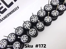 10 set 10-12mm CHROME Samed Wheels 6 spoke 1:64 rubber wheels #172