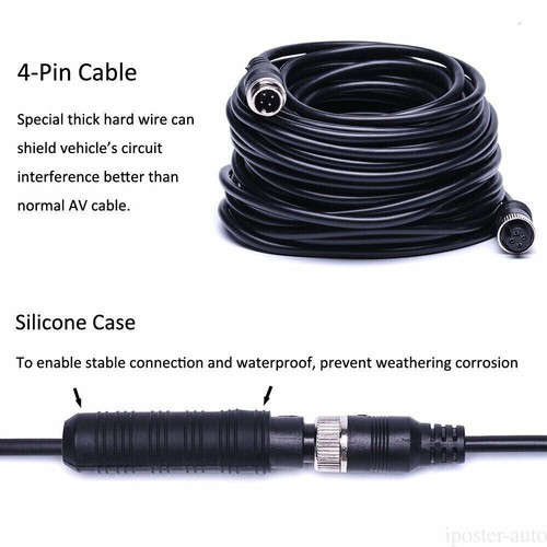 7"Quad Monitor+4xSide/Rear View Camera+4ch Suzy Coil Trailer Cables For Truck RV - Picture 7 of 19