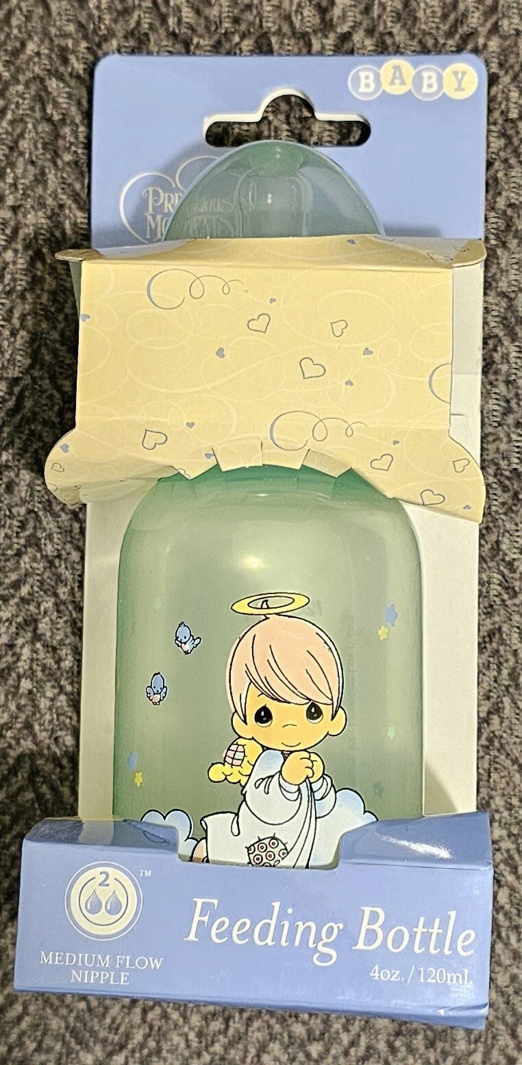 4-OZ Baby Bottle Precious Moments Green Angel Boy Medium Flow BPA-Free New