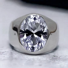 Moissanite Gemstone With 925 Sterling Silver Groom Ring For Men's #AL845