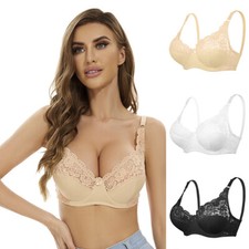 Big Size Womens Full Cup Embroidered Lace Non padded Underwire Minimizer Bra