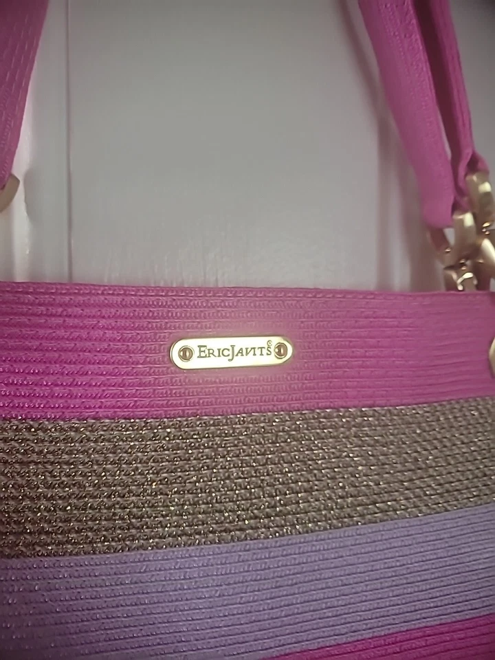 Eric Javits Hand Bag Womens Shoulder Purse Pink Gold Gold Tone Hardware Feet... - Image 4 of 4