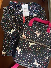 NWT Joules Girl 4 Unicorn Raincoat  backpack Navy