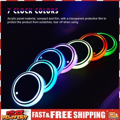 LED Cup Holder Lights, USB Charging Car Coasters, Interior Atmosphere Lamp Mat S