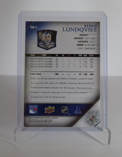 2024-25 Upper Deck Series 1 Young Guns Renewed Henrik Lundqvist #YGR-11 - Picture 2 of 2