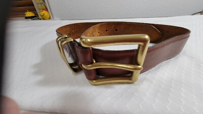 Dark Brown Honest Leather Belt With Brass Buckle Half Circle Belt - English Dark Brown – Brass Blade main image 4