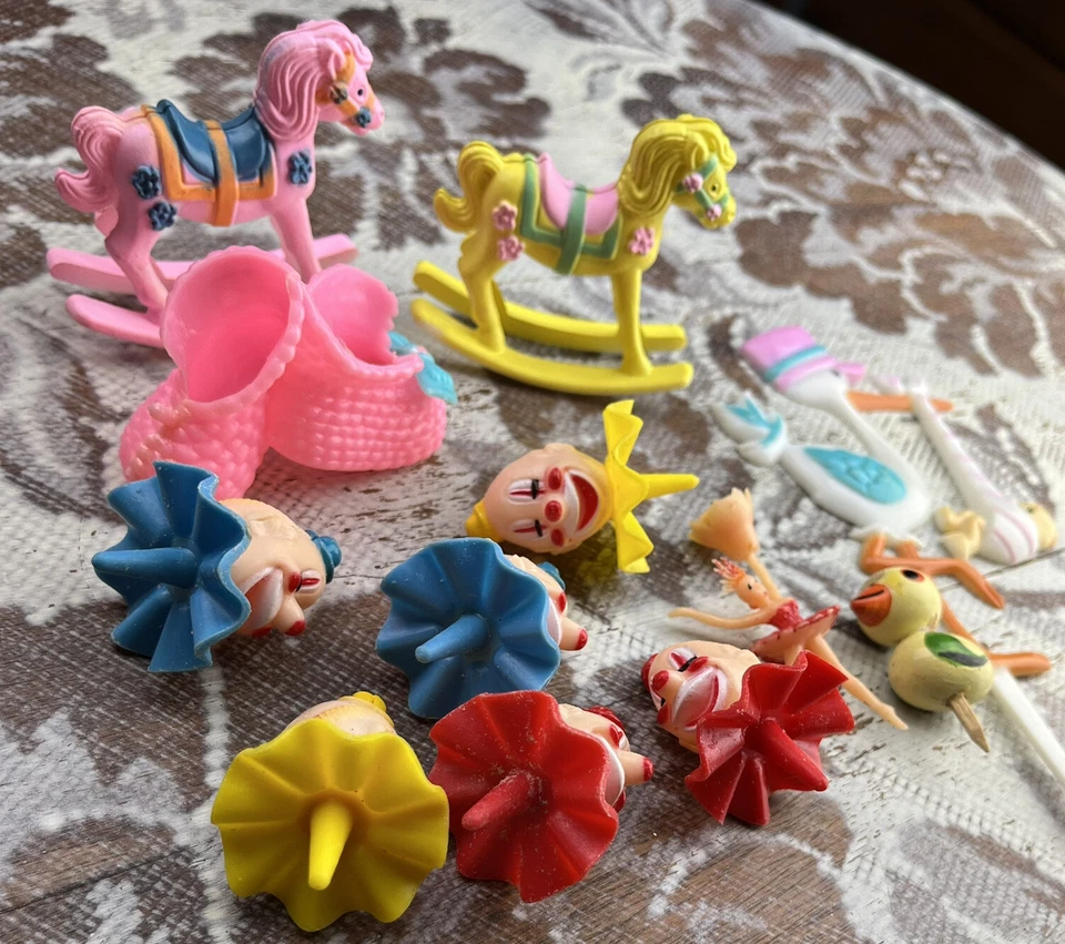 Lote Vintage Pasteles Cupcakes Toppers Selecciones Decoración Cabezas de Payaso, Baby Shower, Niños Foto 2 de 4