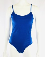 Ambiance Women's Body Suit Size M Adj Spaghetti Straps Leotard Stretch Blue