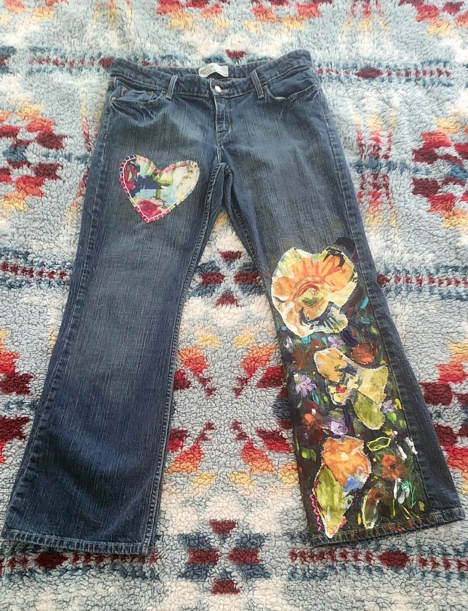 Upcycled LEVI STRAUSS Vintage Boho Jeans Size 15 J Inseam 31.5