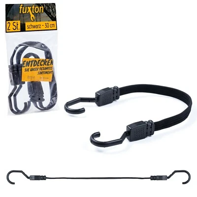 Gepäckspanner flach mit Haken 30/60/80/100cm 2/4 Stk schwarz Spanngummi fuxton
