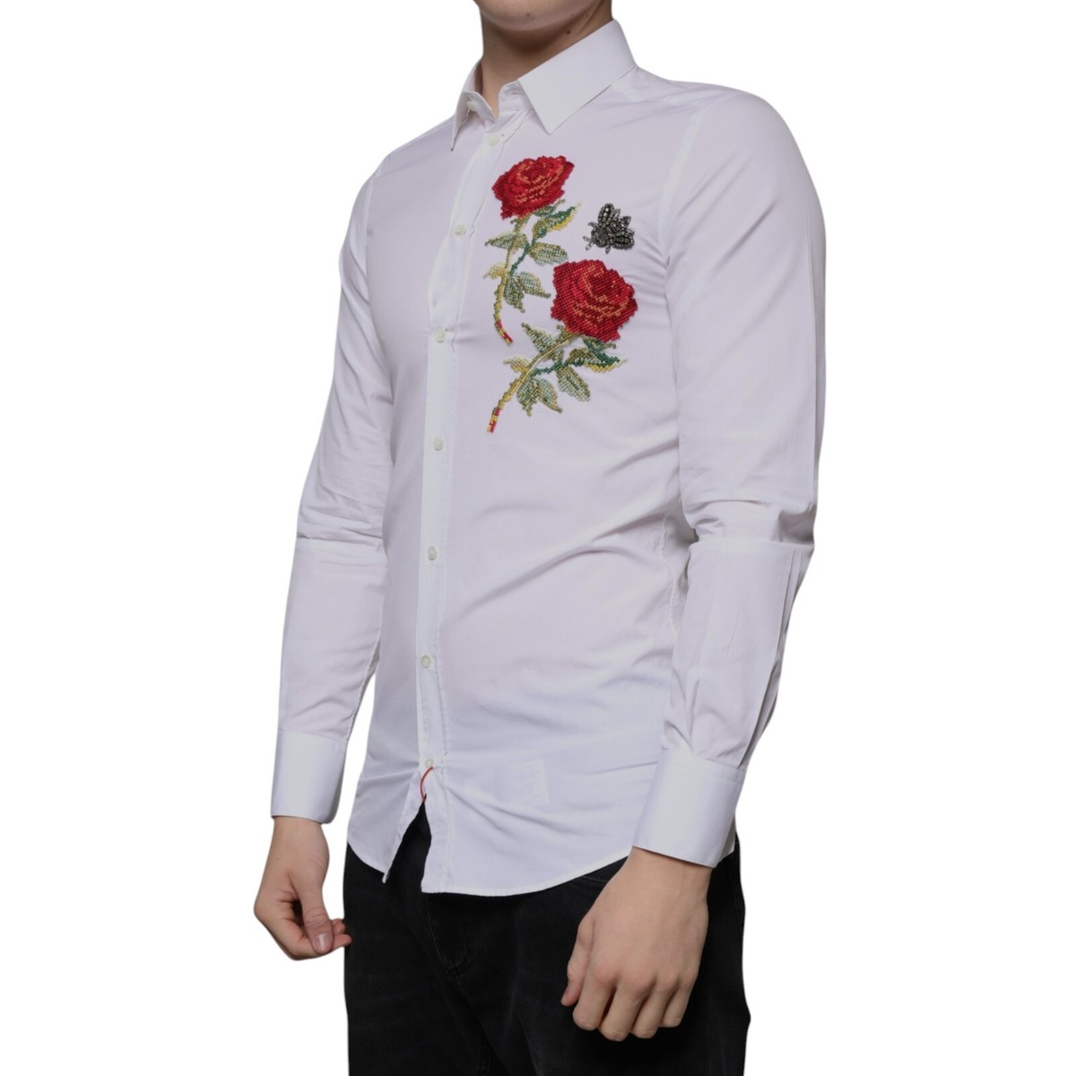 D&G メンズ白シャツ Lace Martini-fit shirt in White for Men | Dolce&Gabbana® US