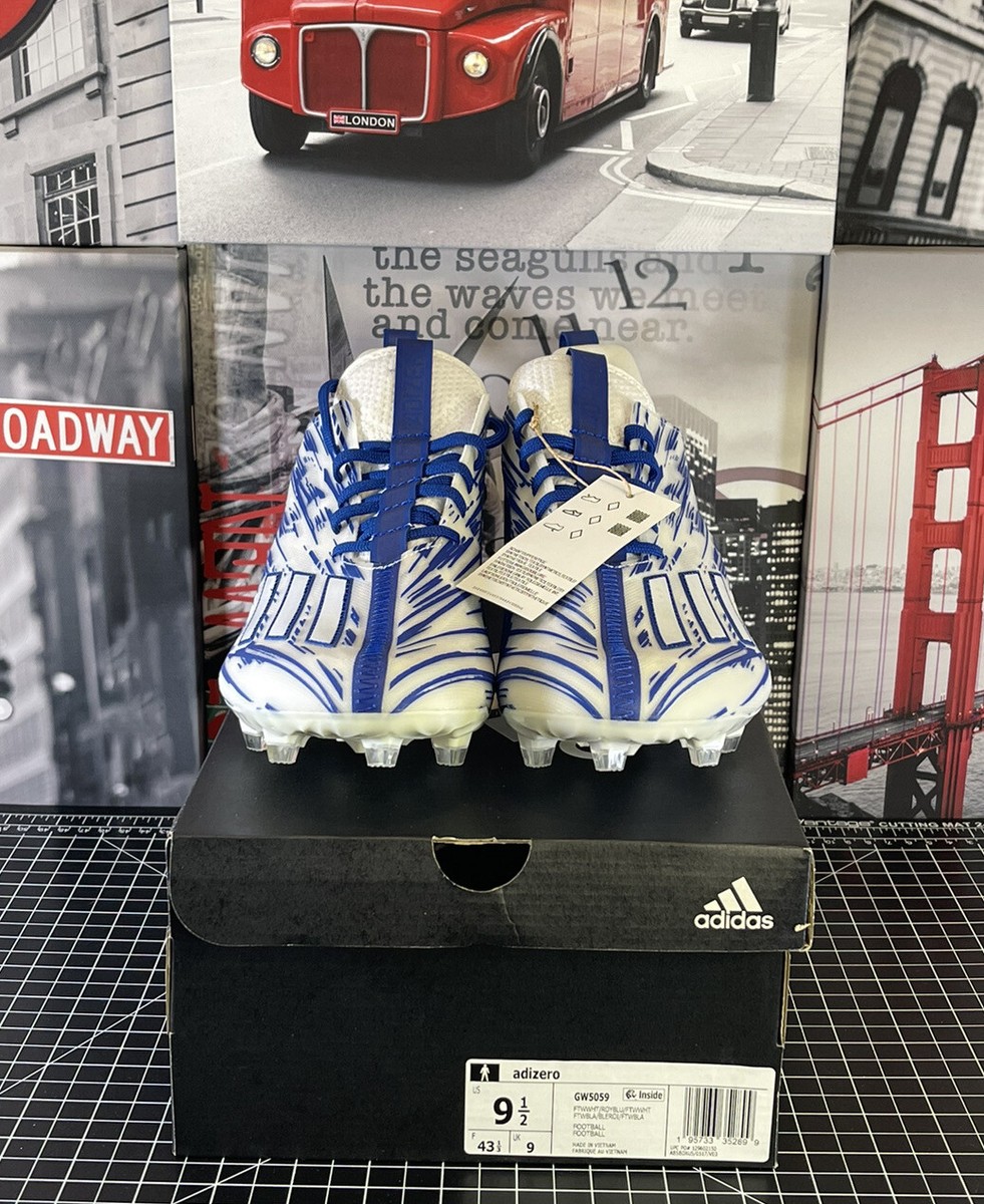 NEW Adidas Adizero Football Cleats White and Blue GW5059  display picture 1