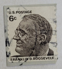 U.S. Postage ~ Franklin D. Roosevelt ~ 6¢ B&W Stamp ~ Cancelled ~ c.1966 ~ 14