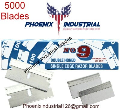 5000 BLADES .009 #9 Industrial Double Honed Single Edge Razor Blades Made In USA