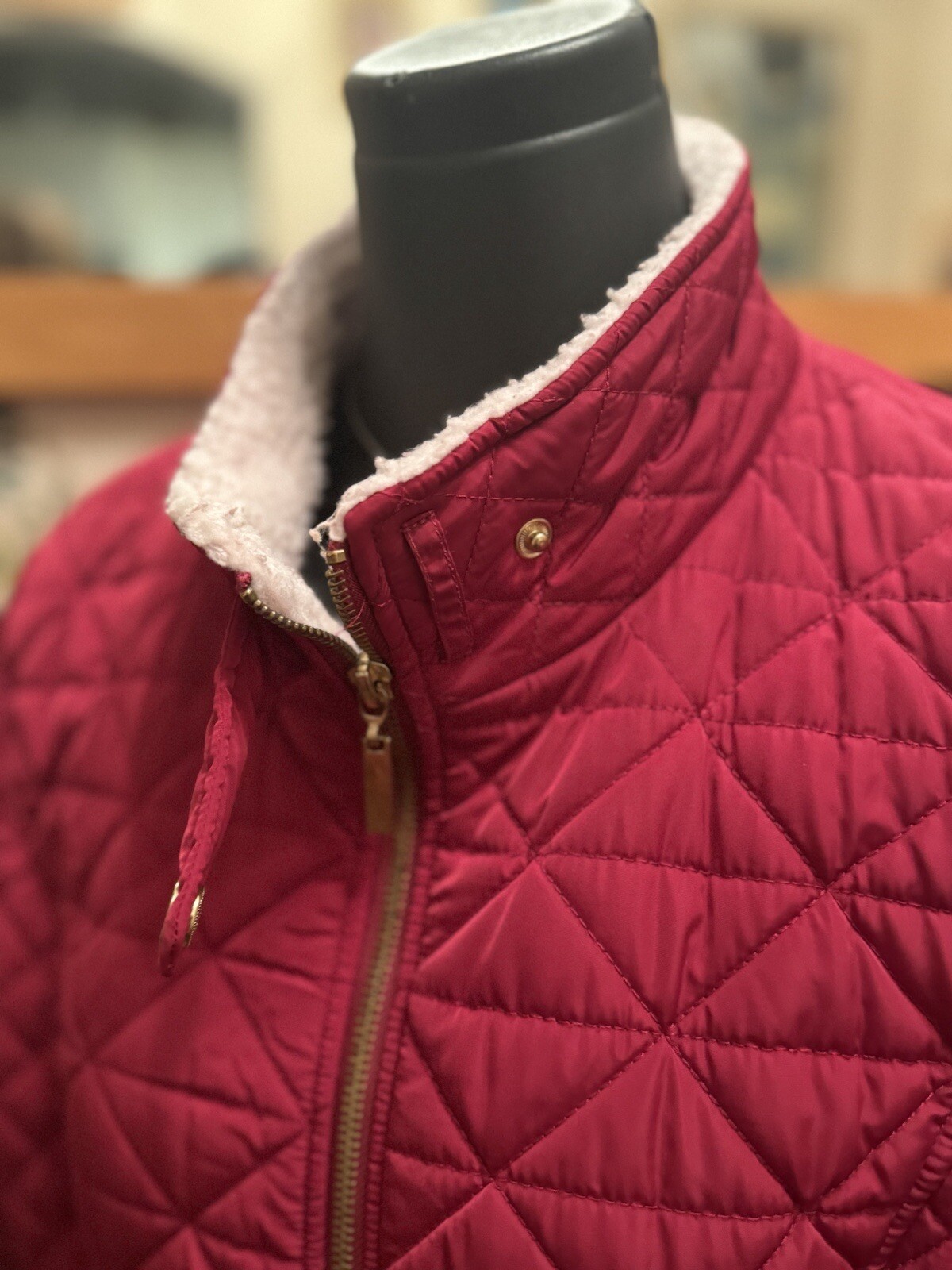 ladies burgandy quilted jacket size 18 petite M&Co eBay