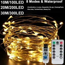USB Twinkle LED String Fairy Lights 200/300LED Copper Wire Party Decor W/ Remote