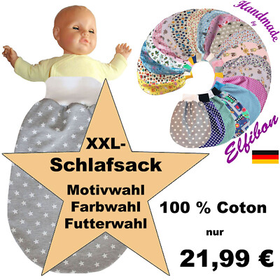 ELFIBON Pucksack 90 cm ÖKO Baumwoll Schlafsack XXL Baby Fußsack Swaddle Sommer