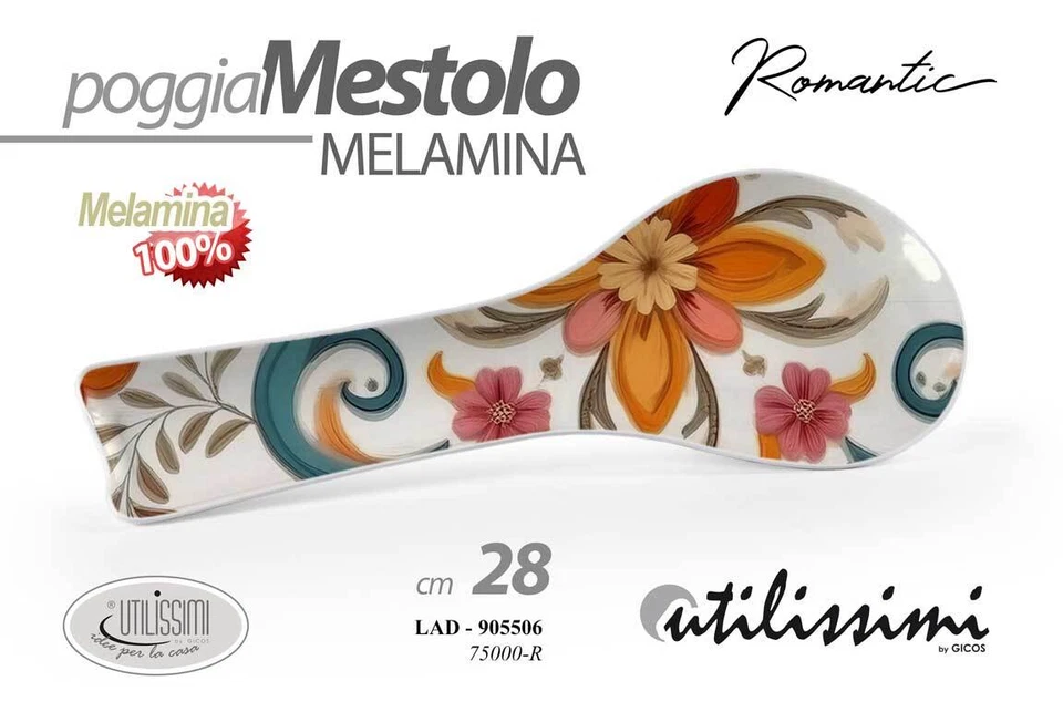 POGGIAMESTOLO POGGIA MESTOLO UTENSILI CUCINA FIORI MELAMINA FIORI ROMANTICO 28CM - Immagine 3 di 3