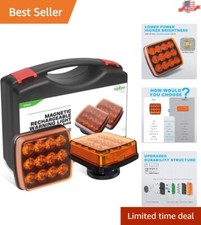 Rechargeable Amber Emergency Strobe Lights - Wireless Portable Safety Beacons