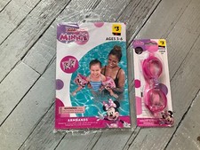 DISNEY JUNIOR MINNIE SWIM LOT ARM BANDS, GOGGLES 
