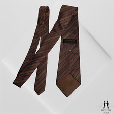 Yves Saint Laurent Neck Tie Mens Red Silk Designer Solid Striped Vintage 57x3