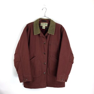 Ll Bean Barn Coat Chore Jacket Women L Petite Maroon Cotton Wool