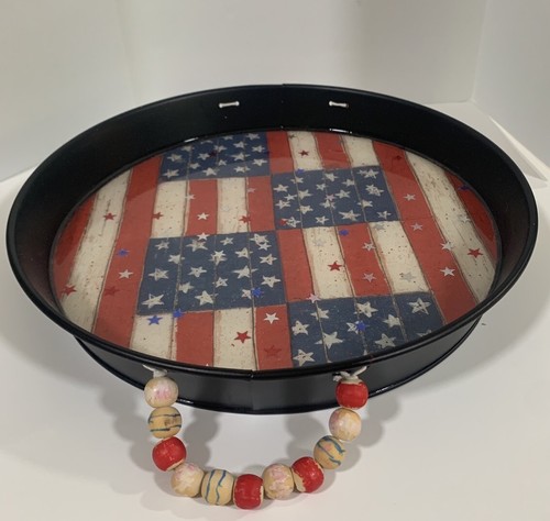 USA Stars & Stripes Serving Tray -4th Of July - Metal & Resin - Picture 3 of 9