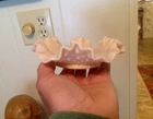 Vintage Fenton Hobnail Pastel Rose Pink Milk Glass Crimped 6" Bonbon Candy Dish