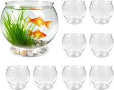9 Pcs Fish Bowl 7.09 x 6.3 Inch Clear Plastic Fish Tank 100 oz Round Desktop