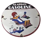 Vintage Aladdin Gasoline Sign - Porcelain Woody Gas Service Station Pump Sign