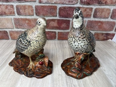 Vintage Holland Mold Hand Painted Ceramic  Quail Figures Woodland VTG Set 0f 2