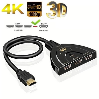 3 Port HDMI Splitter Cable 1080P Switch Switcher HUB Adapter for HDTV PS4 Xbox