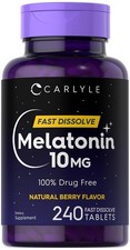 Melatonin 10mg Fast Dissolve Tablets 240 Count Berry Flavor Fast Acting Sleep