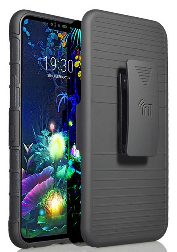 Black Magnet Grip Case Cover Stand + Belt Clip Holster for LG V50 ThinQ (2019) - Picture 10 of 11