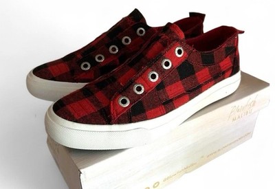 BLOWFISH Malibu Play Red Grand Canyon Buffalo Plaid Slip-On Shoes Womens Size 8