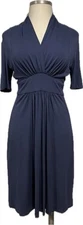 NARCISO RODRIGUEZ NAVY BLUE ELBOW SLEEVE CASCADE FRONT WOMEN’S SIZE US-10