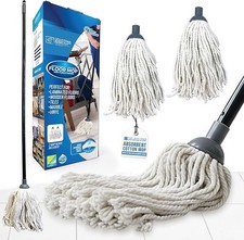 Image of Cotton Floor Mops Mop System with Super Absorbent Cotton Head, 110cm Metal Handl