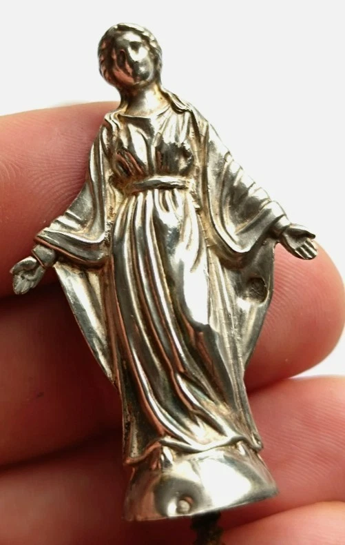 Mini figurine argent Vierge Marie Vatican religieuse antique silver Virgin Mary - Photo 3/4