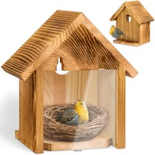 Window Bird Houses for Outside with 2 Powerful Hooks, Clear m, brown