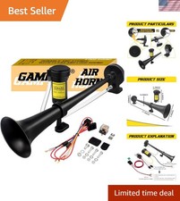 12V 150DB Car Air Horns, 18 Inches Chrome Zinc Single Trumpet Truck Air Horn ...