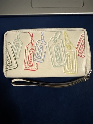 Coach Colorful Motifs on Leather Zip Around Coin Card Bill