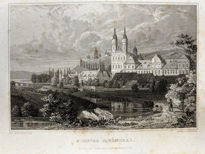 Schöntal Abbey  19th C. Architectural Engraving H. Schönfeld & F. Willmann