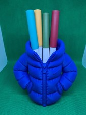 3D printed Puffer Jacket pen holder desk tidy teacher gifts office school blue